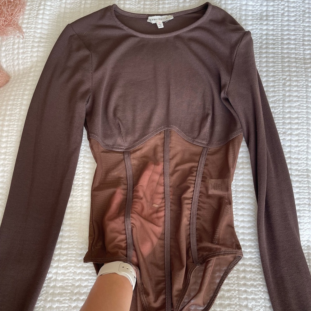 Nanamacs brown mesh corset bodysuit